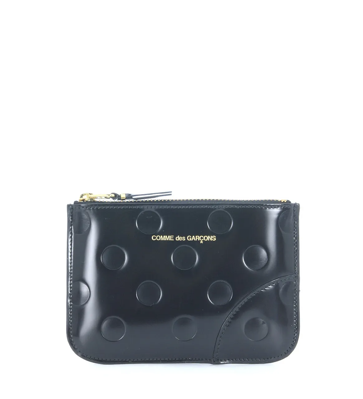 Comme des Garçons Wallet Enveloppe en cuir noir brillant