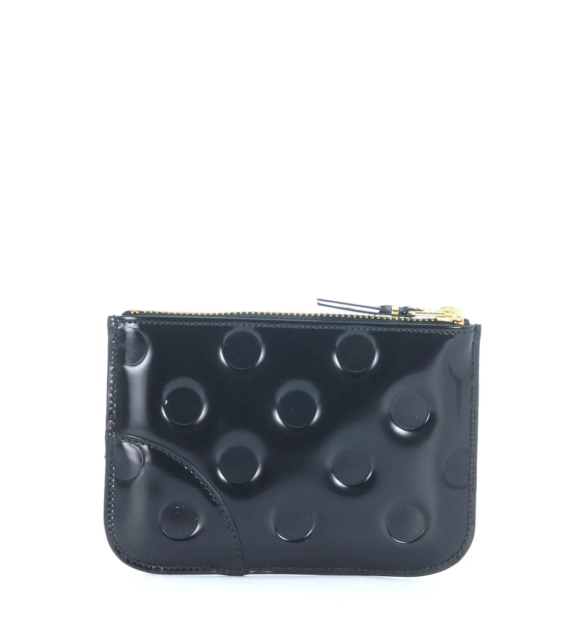 Comme des Garçons Wallet Enveloppe en cuir noir brillant
